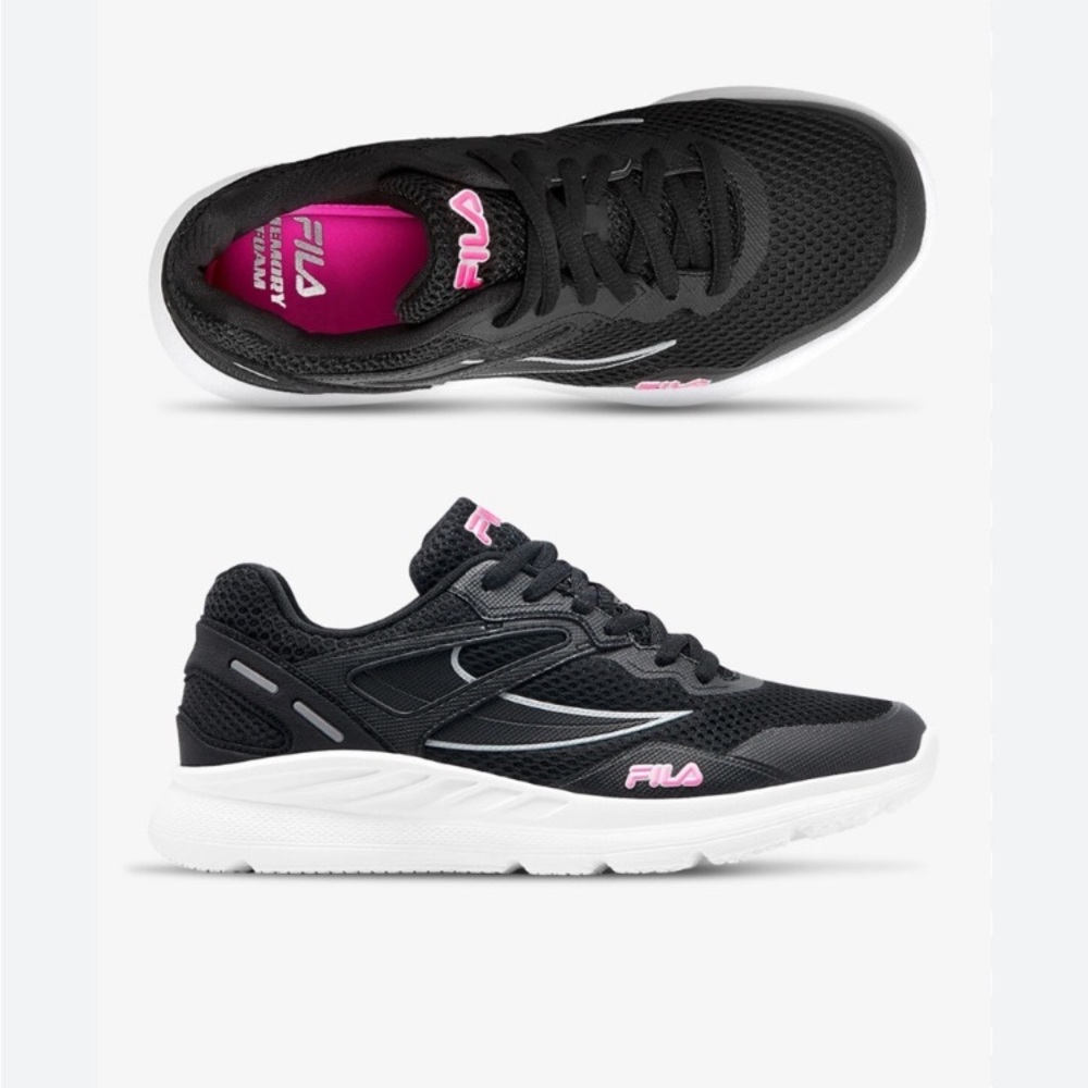Fila black and pink running shoe